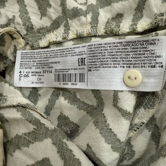 MNG - Mango Geometric Patterned Jumpsuit in Green and Cream Size Small - Picture 6 of 7